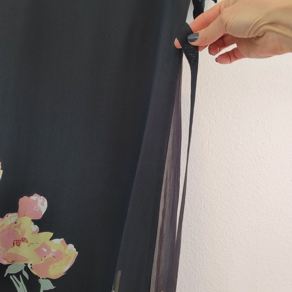 Vintage Lolette Womens Sz 10 Floral Sheer Midi Dress Lined Romantic Fairy 90s - Picture 4 of 15